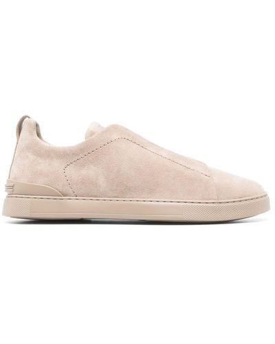 Zegna Triple Stitch Suede Sneakers - Pink