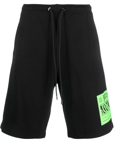 Just Cavalli Logo-patch Cotton Track Shorts - Black