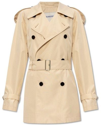 Burberry Double Breasted Belted Blazer - Natural