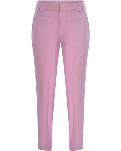 Dondup Trousers Ariel 27Inches Made Of Linen Blend - Pink