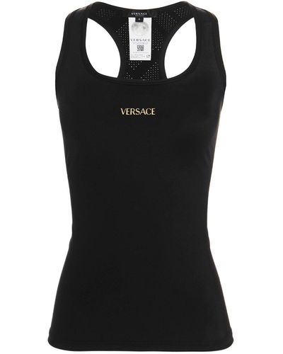 Versace Logo Printed Sleeveless Tank Top - Black