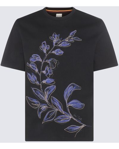 Paul Smith Navy Blue And Violet Cotton T-shirt - Black
