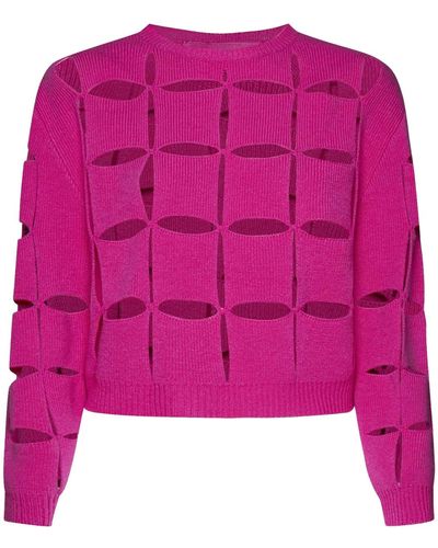 Valentino Cut-Out Wool Sweater - Pink