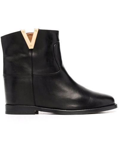Via Roma 15 Black Leather Ankle Boots