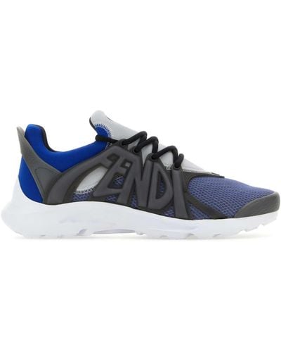 Fendi Mesh And Rubber Tag Trainers - Blue