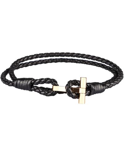 Tom Ford T Leather Bracelet - Black