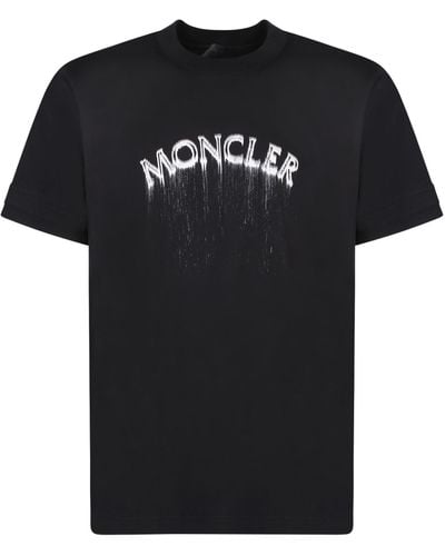 Moncler Powder Effect Logo T-Shirt - Black