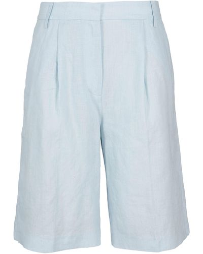 REMAIN Birger Christensen Linen Bermuda Slit Shorts - Blue