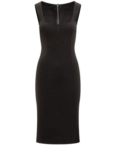 Dolce & Gabbana Milan Stitch Stretch Jersey Sheath Dress - Black
