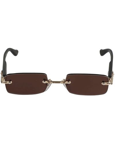 Chrome Hearts Rectangle Rimless Sunglasses - Brown
