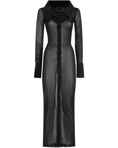 Jacquemus Knitted Long Shirt Dress - Black