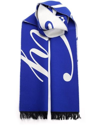 Burberry Wool And Silk Scarf - Blue