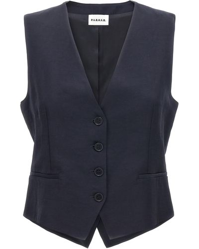 P.A.R.O.S.H. Single-breasted Vest Gilet - Blue