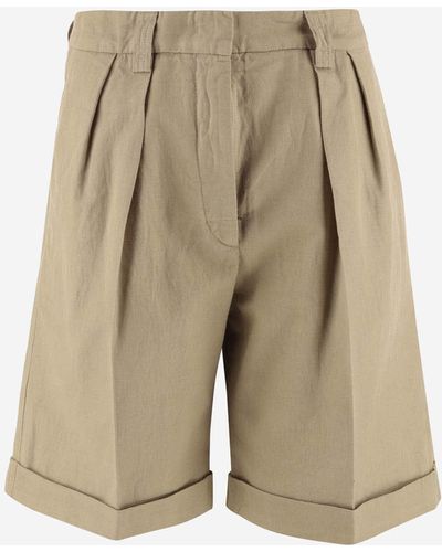 Aspesi Cotton And Linen Short Pants - Natural