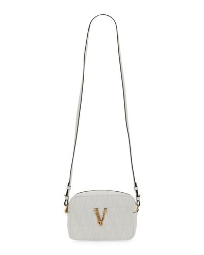 Versace Virtus Quilted Crossbody Bag - White