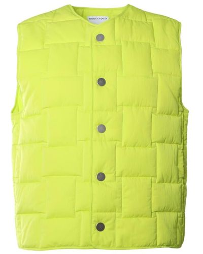 Bottega Veneta Technical Nylon Vest With All-over Woven Pattern - Yellow
