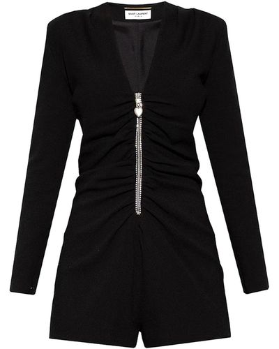 Saint Laurent Long Sleeves Jumpsuit - Black