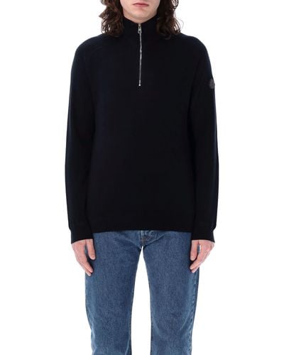 Moncler Half Zipped Collar Sweater - Black