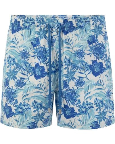 Vilebrequin Tahiti Flowers Beach Shorts - Blue
