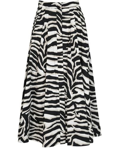 Max Mara Studio Zebra-print Nichols Cotton Skirt - White