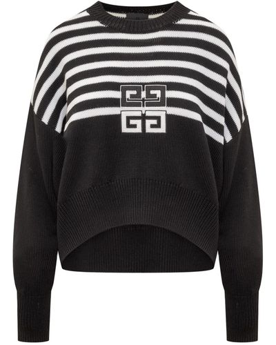 Givenchy Pullover With Striped Pattern And 4g Logo - Black