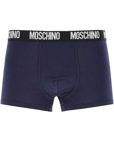 Moschino Blue Stretch Cotton Boxer