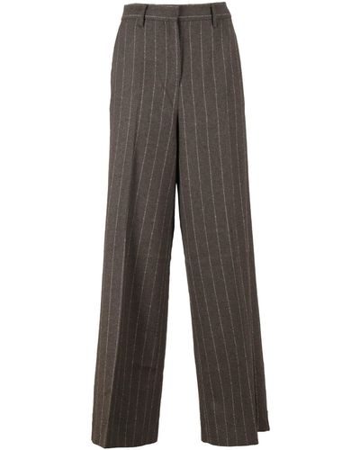 REMAIN Birger Christensen Pinstripe Wide Trousers - Grey