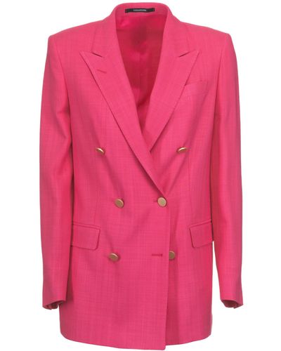 Tagliatore Long Double-Breasted Blazer - Pink