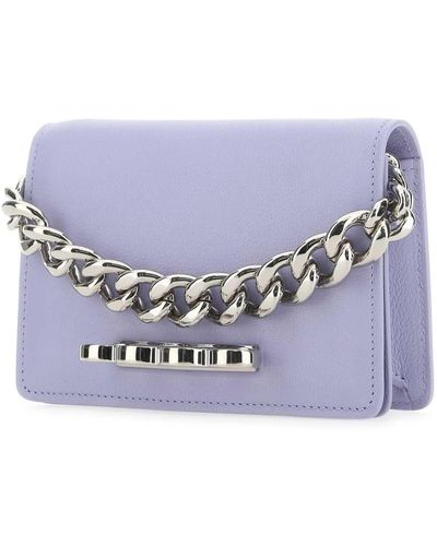 Alexander McQueen Lilac Leather Mini The Four Ring Handbag - White