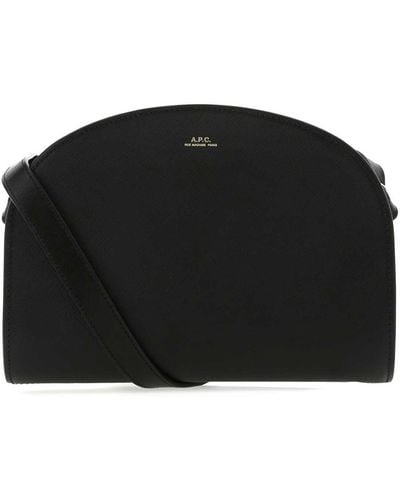 A.P.C. Leather Demi Lune Shoulder Bag - Black