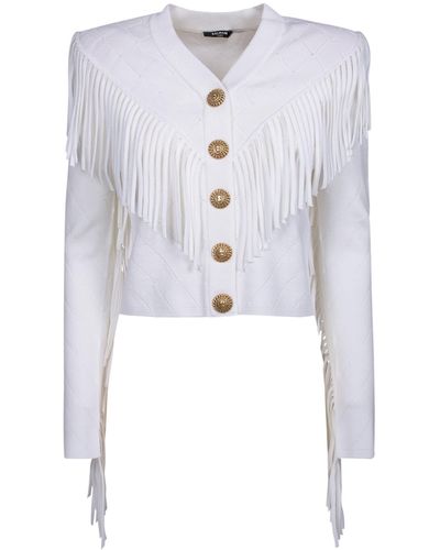 Balmain Fringe Jacket - White