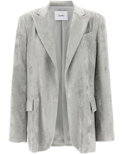 Nude Velvet Blazer - Gray