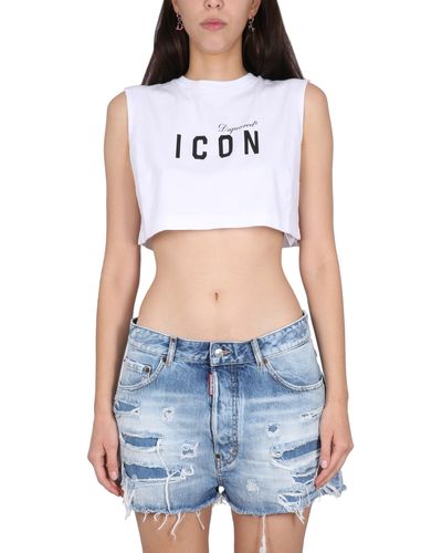 DSquared² Crop Top With Logo - Blue