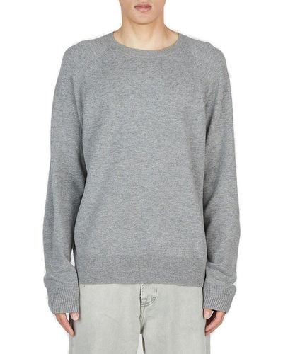 A.P.C. Logo Embroidered Knitted Sweater - Gray