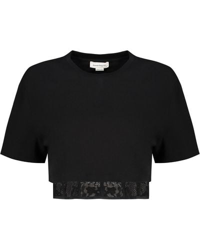 Alexander McQueen Cotton Crop-Top - Black