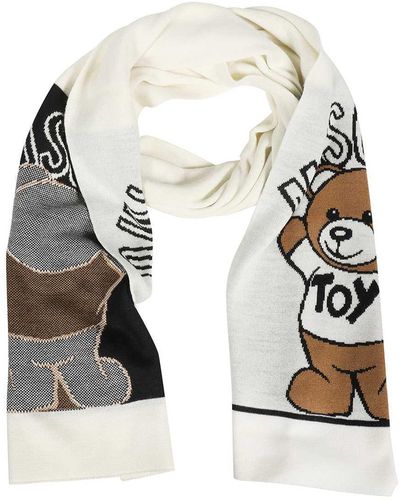 Moschino Logo Knitted Scarf - White