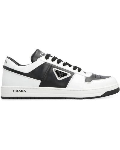 Prada Triangle Logo Plaque Raffia Sneakers - White