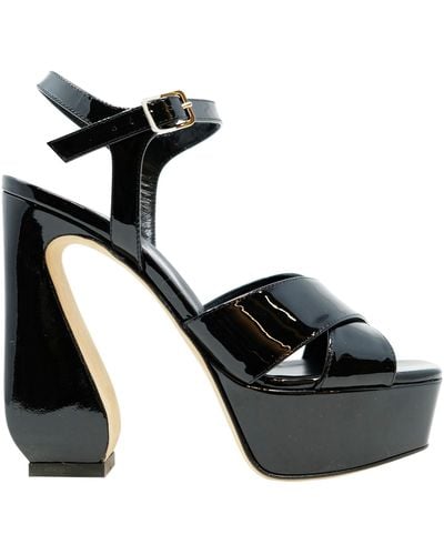 SI ROSSI Black Patent Leather Sandals