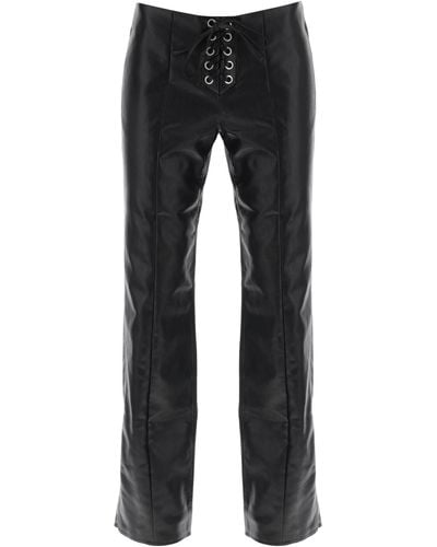 ROTATE BIRGER CHRISTENSEN Straight Cut Pants In Faux Leather - Black