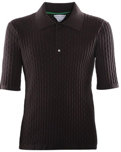 Bottega Veneta Cotton Jersey Polo Shirt With Overlock Stitch - Black