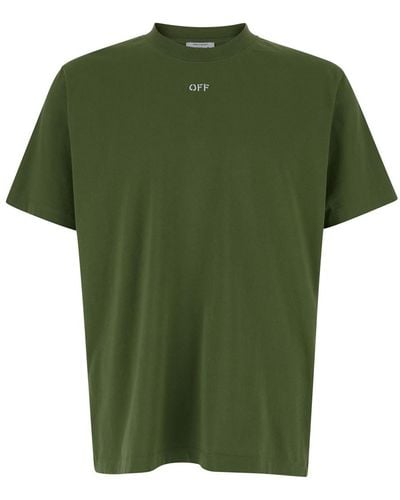 Off-White c/o Virgil Abloh Dark Crewneck T-Shirt With Contrasting Off Print - Green