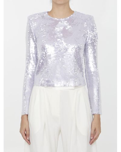 Self-Portrait Sequined Top - White