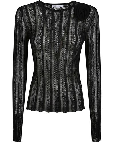Blumarine Semi-See-Through Knit Sweater - Black