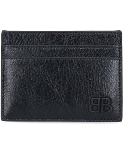Balenciaga Monaco Leather Card Holder - Black