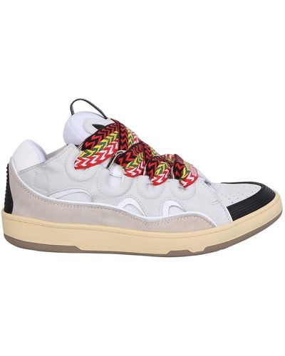 Lanvin Curb Lace-up Leather, Suede And Mesh Low-top Sneakers - Multicolor