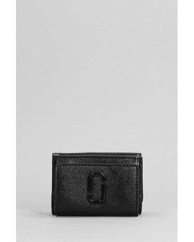 Marc Jacobs The Mini Trifold Wallet In Black Leather - Gray