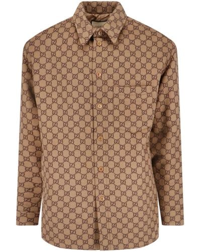 Gucci Gg Padded Shirt Jacket - Brown