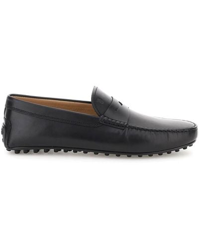 Tod's Leather Gommino Driver Loafers - Gray