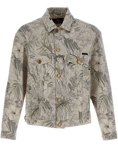 Etro Floral Print Denim Jacket - Grey