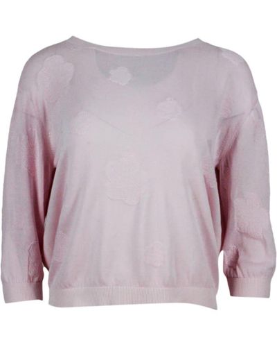 Malo Crew Neck Sweater In Cotton - Pink